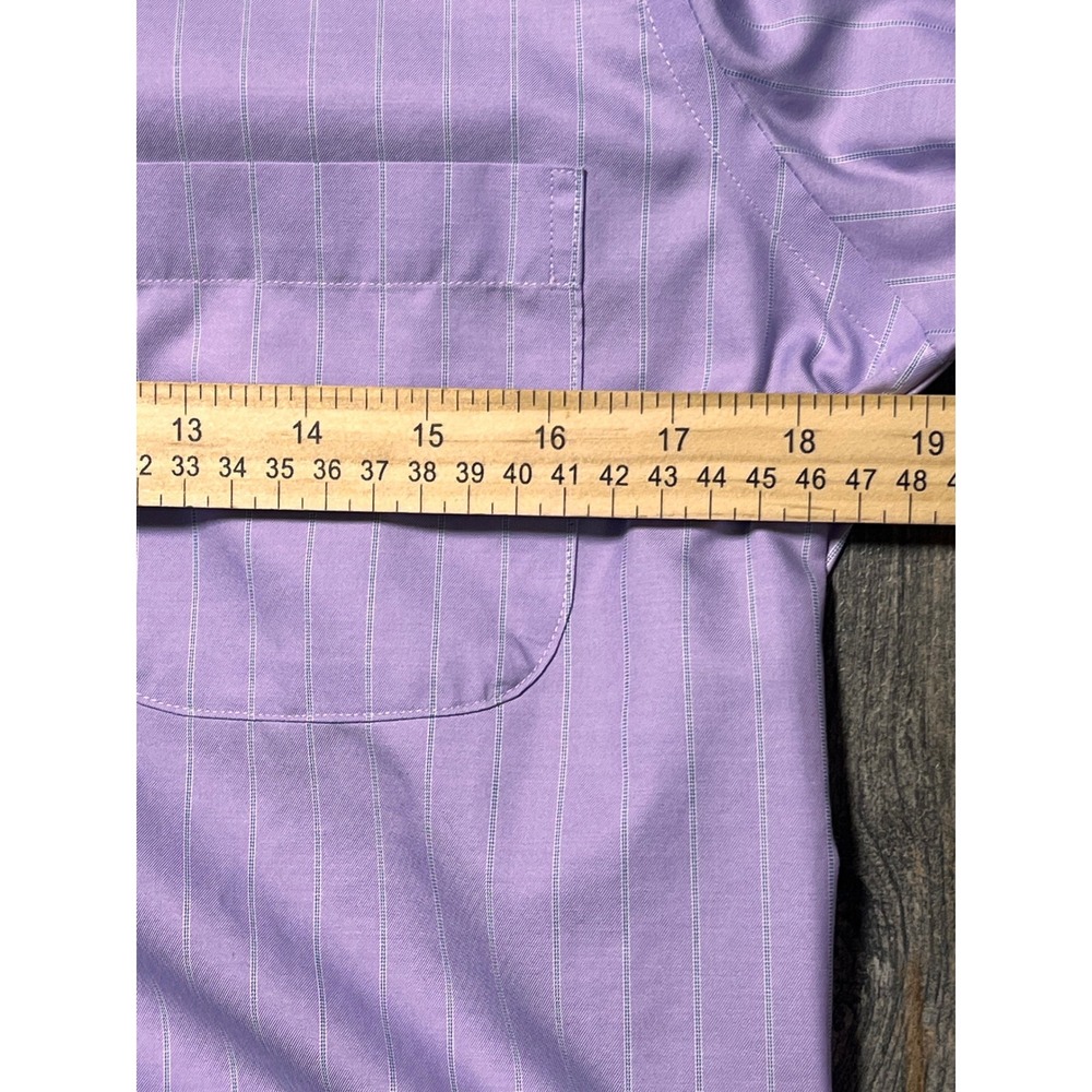 Brooks Brothers Mens Milano Luxury Shirt Purple Stripe Supima Cotton 140s 15/33 - Picture 6 of 10